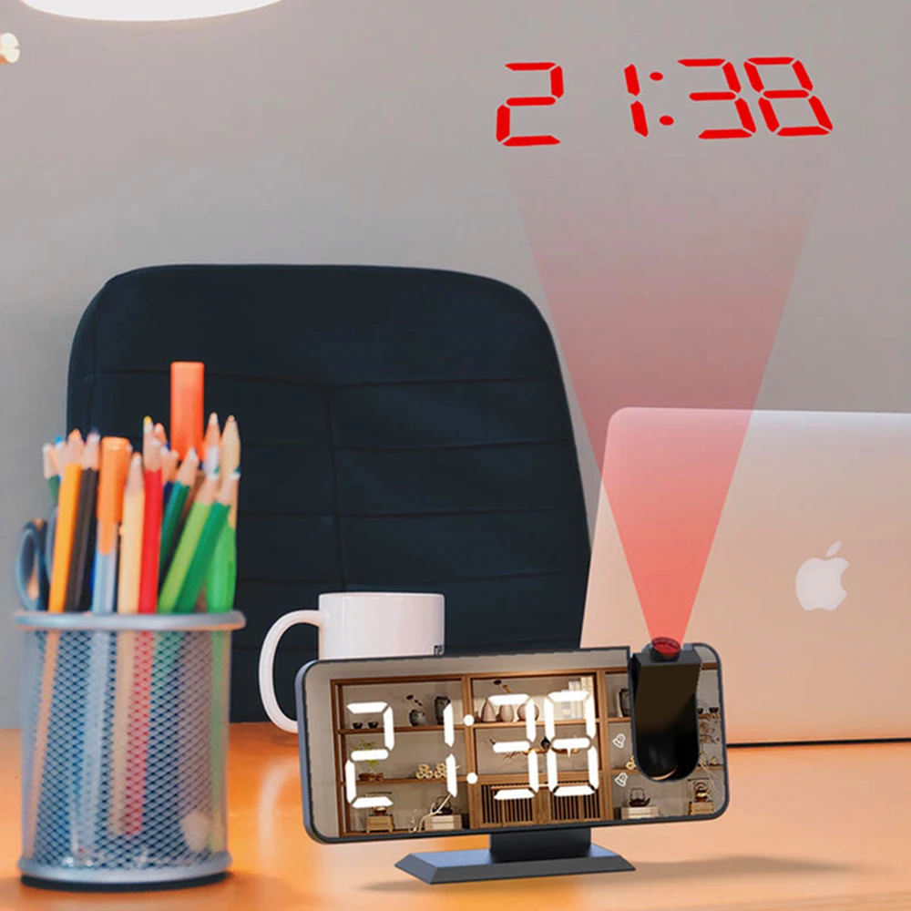 180° Rotation LED Digital Projection Alarm Clock USB Electronic Ceiling Projector Alarm Clock for Bedroom Bedside Desktop Clock
180° Rotation LED Digital Projection Alarm Clock USB Electronic Ceiling Projector Alarm Clock for Bedroom Bedside Desktop Clock