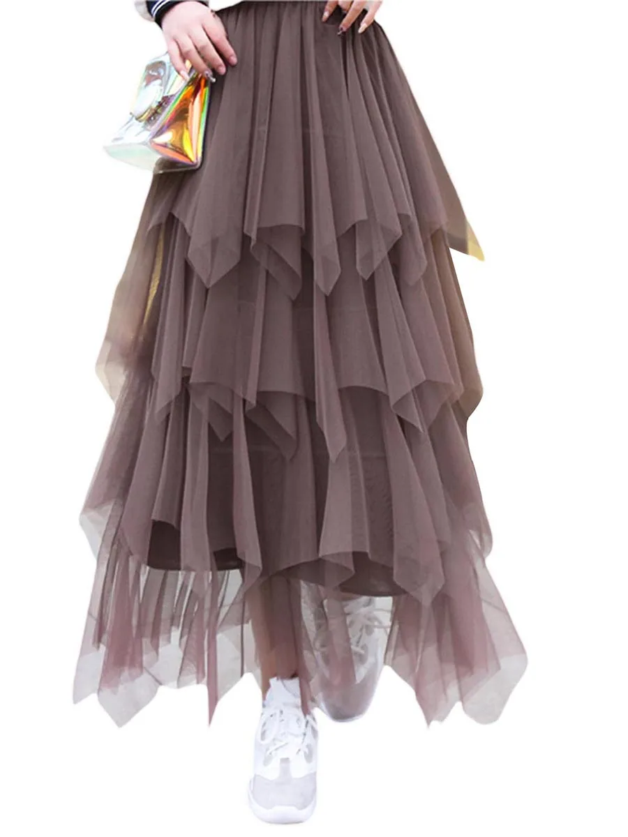 Women Layered Mesh Tulle A-Line Skirt Elastic High Waist Ruffled Mid-Length Tutu Skirt Fairy Wedding Party Skirts
Women Layered Mesh Tulle A-Line Skirt Elastic High Waist Ruffled Mid-Length Tutu Skirt Fairy Wedding Party Skirts