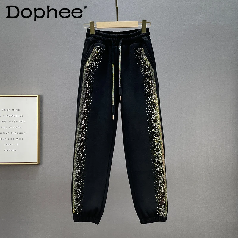 Exquisite Rhinestone Fleece Thick SweatPants Women Autumn Winter New High Waist Loose Slimming Ankle Harem Pants Casual Pants
Exquisite Rhinestone Fleece Thick SweatPants Women Autumn Winter New High Waist Loose Slimming Ankle Harem Pants Casual Pants