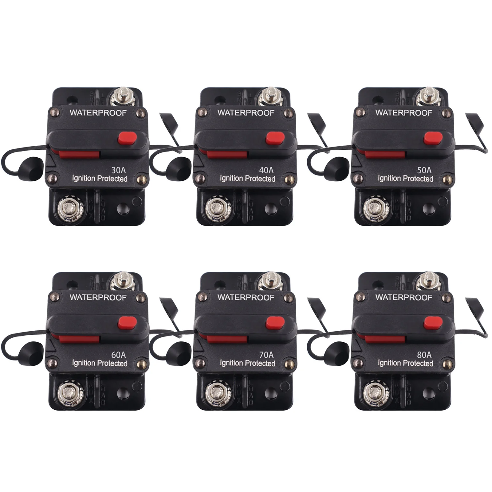 12-48V DC Car Circuit Breaker Manual Fuse Reset 30A 40A 50A 60A 70A 80A Waterproof Inline Fuse Inverter for Marine Trolling ATV
12-48V DC Car Circuit Breaker Manual Fuse Reset 30A 40A 50A 60A 70A 80A Waterproof Inline Fuse Inverter for Marine Trolling ATV