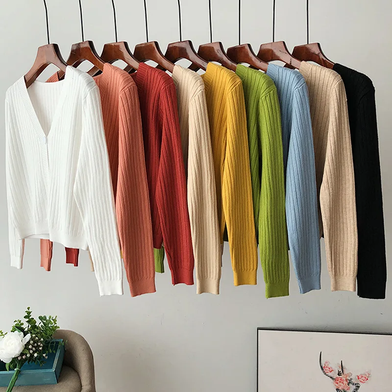 2023 Women Autumn Long Sleeve Sweater Cardigan Button Down Cropped Jacket Sweet Solid Candy Color Loose Knitted Outwear
2023 Women Autumn Long Sleeve Sweater Cardigan Button Down Cropped Jacket Sweet Solid Candy Color Loose Knitted Outwear