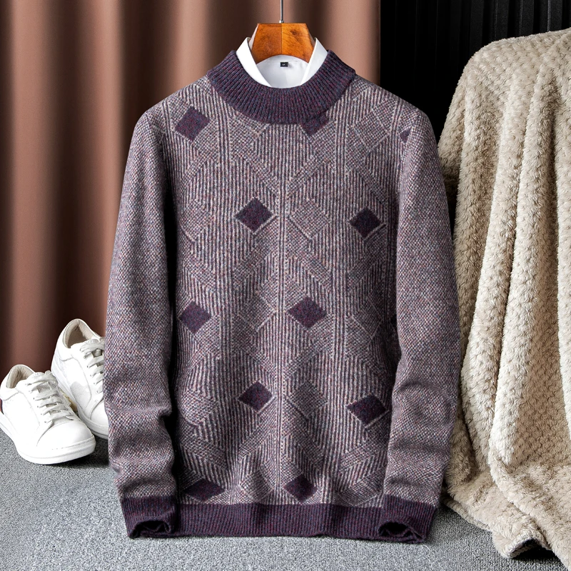 Autumn and Winter 100% Cashmere Sweater Men's Youth Fashion Color Block Knitwear Thickened Bottom Sweater Trend
Autumn and Winter 100% Cashmere Sweater Men's Youth Fashion Color Block Knitwear Thickened Bottom Sweater Trend