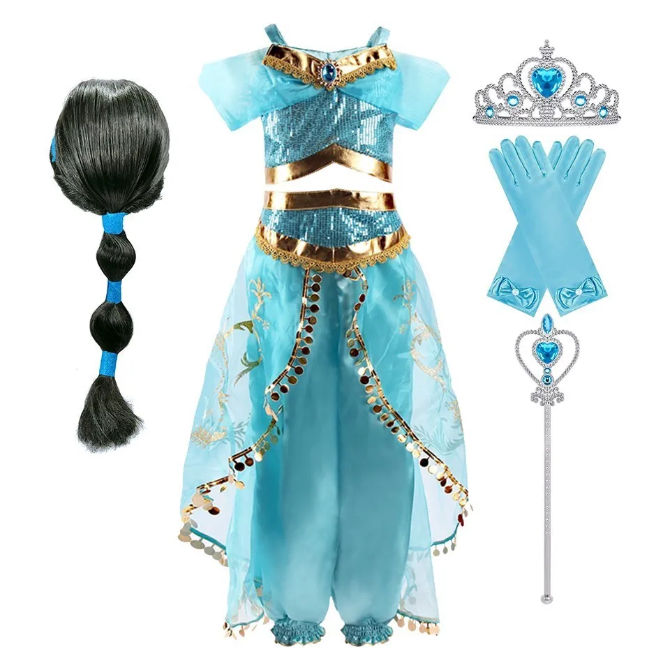 Girls Princess Jasmine Costume Kids Cosplay Dress Arabian Aladdin Lamp Fancy Summer Dress Children Halloween Birthday Outfit
Girls Princess Jasmine Costume Kids Cosplay Dress Arabian Aladdin Lamp Fancy Summer Dress Children Halloween Birthday Outfit