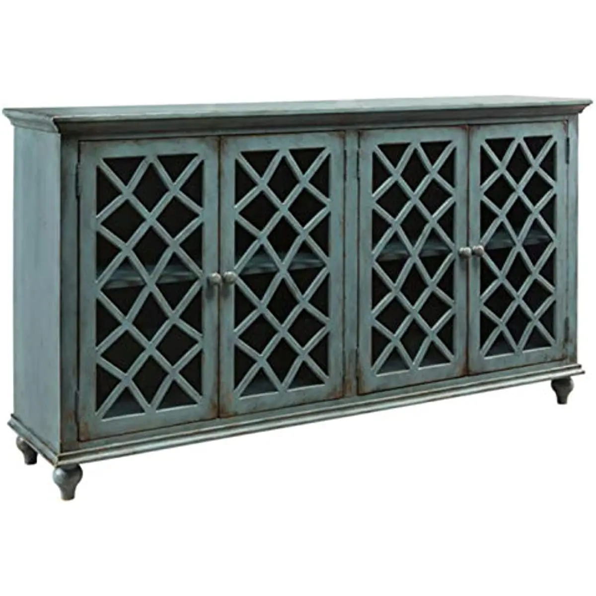 Mirimyn Vintage 69" 4-Door Accent Cabinet with Mirrored Glass and 2 Adjustable Shelves, Antique Blue
Mirimyn Vintage 69" 4-Door Accent Cabinet with Mirrored Glass and 2 Adjustable Shelves, Antique Blue