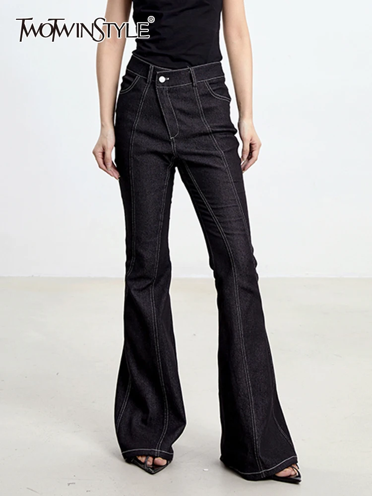 TWOTWINSTYLE Black Slimming Jeans For Women High Waist Full Length Vintage Casual Temperament Flare Pant Female Fashion Clothing
TWOTWINSTYLE Black Slimming Jeans For Women High Waist Full Length Vintage Casual Temperament Flare Pant Female Fashion Clothing