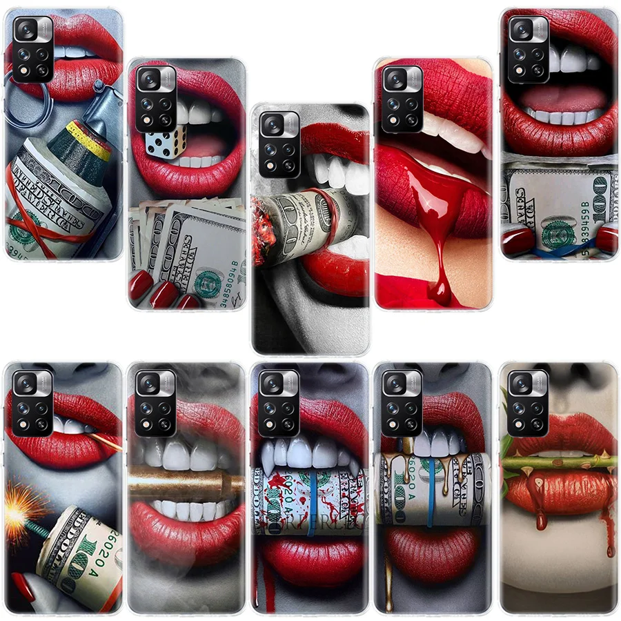 

Sexy red lips money temptation Phone Case For Xiaomi Redmi Note 12 Plus 10 11 Pro 4G 5G 9T 9S 8T 10S 11T 11S 11E 9 8 7 6 5 5A Co