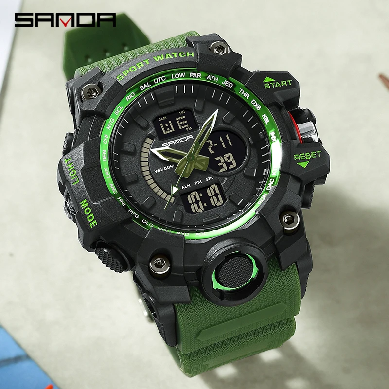 SANDA Sports Military Men's Watches Dual Display Quartz Watch Men Waterproof Wristwatch Shock Digital Clock Relogios Masculino
SANDA Sports Military Men's Watches Dual Display Quartz Watch Men Waterproof Wristwatch Shock Digital Clock Relogios Masculino