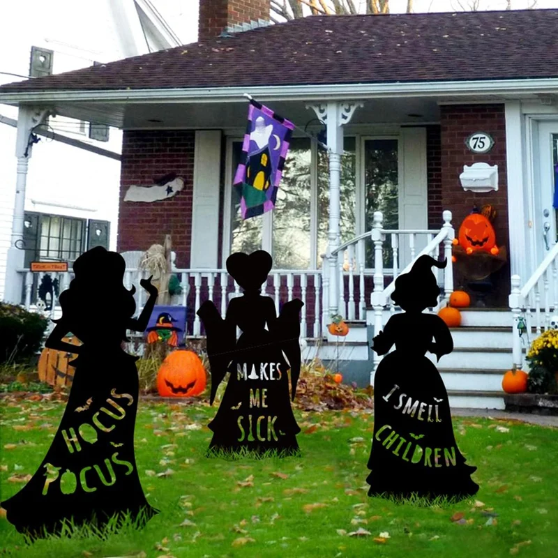 

Witch Ground Insertion Acrylic Witch Ground Insertion Outdoor Large Black Witches, Halloween Silhouette Yard Signs With Stakes