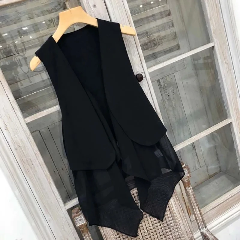 Irregular All-Matched Summer Women Chiffon Vest Outerwear Korean Style Female Waistcoat 2023 New Fashion Thin Sleeveless Jackets
Irregular All-Matched Summer Women Chiffon Vest Outerwear Korean Style Female Waistcoat 2023 New Fashion Thin Sleeveless Jackets
