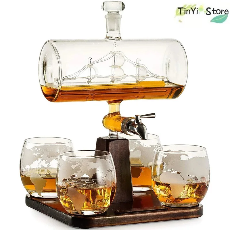 1 Set Creative Antique Boat Shape Decanter Red Wine Whiskey Glass Decanter 1 Bracket 1 Decanter 4 Cup Combination Set
1 Set Creative Antique Boat Shape Decanter Red Wine Whiskey Glass Decanter 1 Bracket 1 Decanter 4 Cup Combination Set
