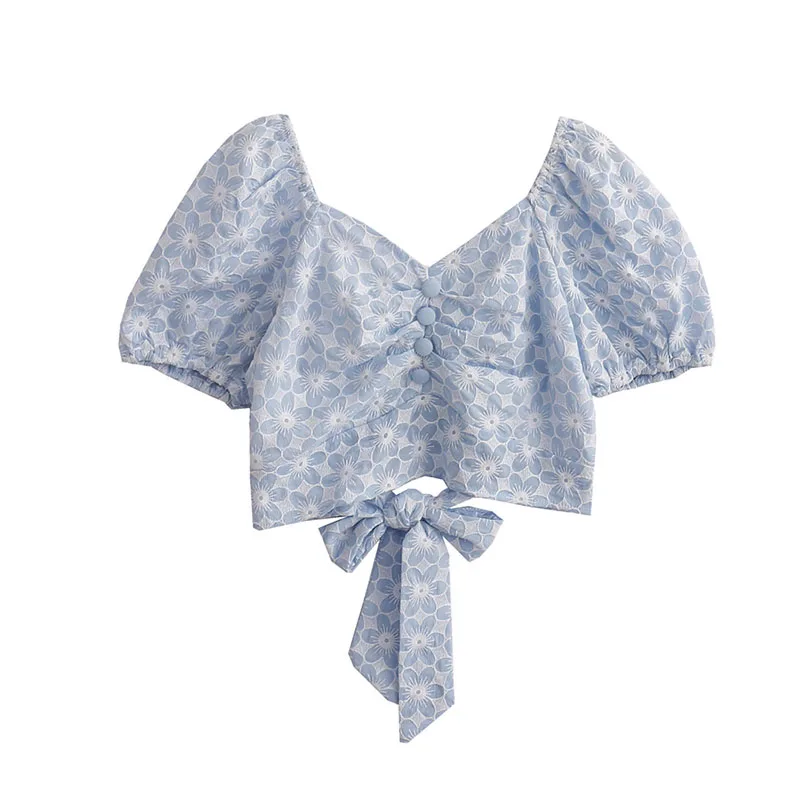 Floral Bubble Sleeve Printed Shirt 2022 New Summer French V-neck Short Open Waist Shirt Blouse Women
Floral Bubble Sleeve Printed Shirt 2022 New Summer French V-neck Short Open Waist Shirt Blouse Women