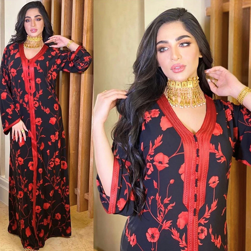 Платье-кимоно женское, свободное, с цветочным принтом, мусульманский Кафтан-абайя
Платье-кимоно женское, свободное, с цветочным принтом, мусульманский Кафтан-абайя