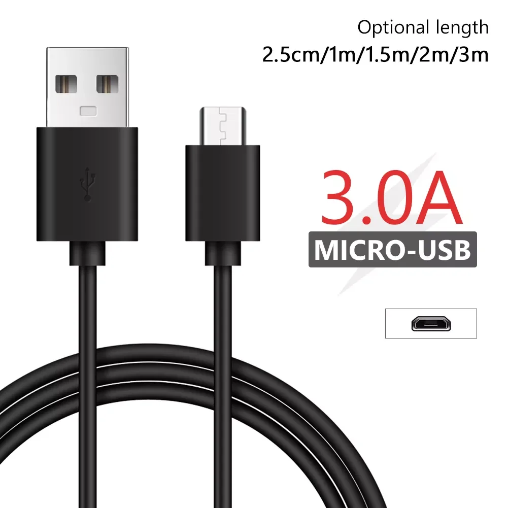 

20220.25/1/1.5/2/3m Micro Usb 3a Quick Charging Cable Data Sync Cord For Kindle Fire Samsung Huawei Windows Phones PS4 Printers