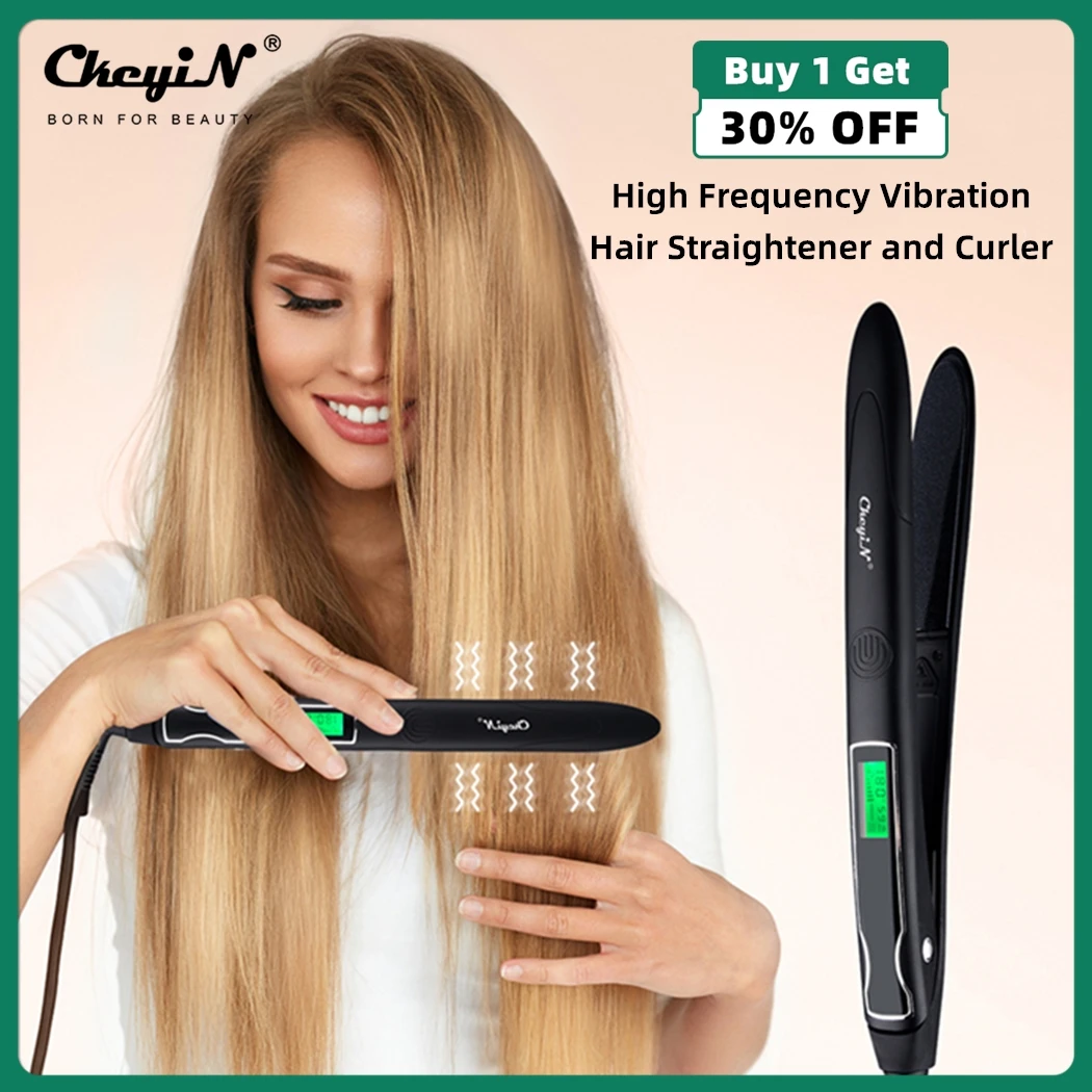 CkeyiN 2 in 1 Hair Straightener and Hair Curler High Frequency Vibration Hair Flat Iron with LED Display and Temperature Adjust
CkeyiN 2 in 1 Hair Straightener and Hair Curler High Frequency Vibration Hair Flat Iron with LED Display and Temperature Adjust