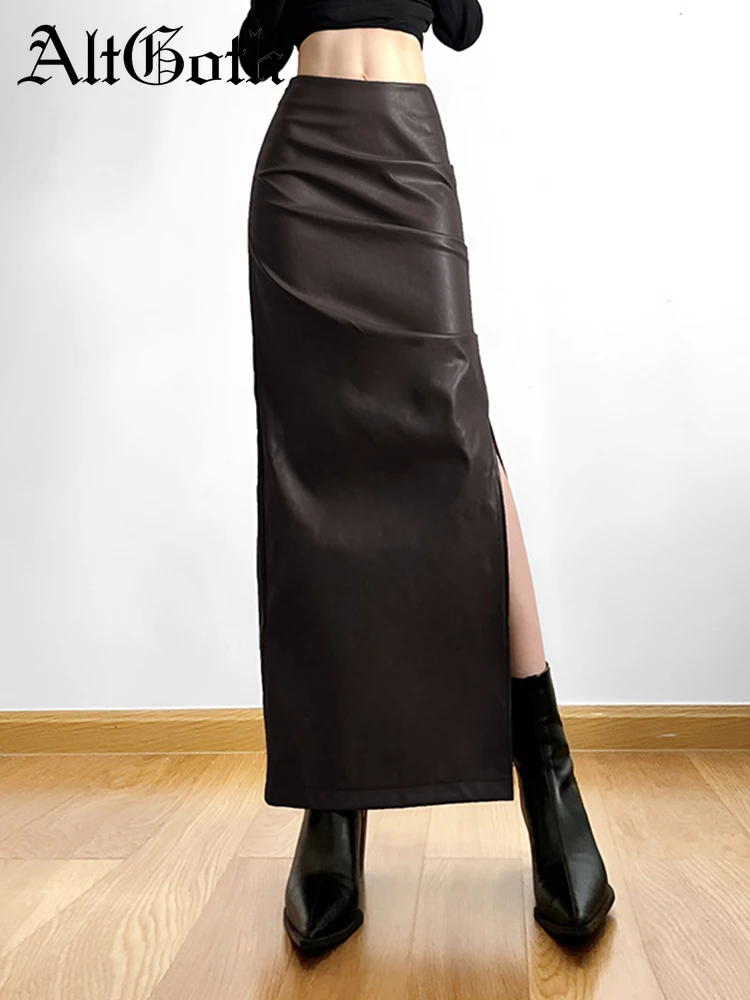 AltGoth Cyber Punk High Street Pu Skirt Women Dark Gothic High Waist Split Leather Skirt Streetwear Y2k E-girl Emo Grunge Skirts
AltGoth Cyber Punk High Street Pu Skirt Women Dark Gothic High Waist Split Leather Skirt Streetwear Y2k E-girl Emo Grunge Skirts