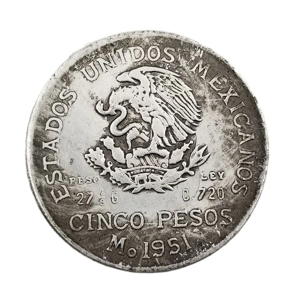 1951 Мексиканская Памятная коллекция монет, 5 песо, украшение для дома, сувенир, настольное украшение, подарок
1951 Мексиканская Памятная коллекция монет, 5 песо, украшение для дома, сувенир, настольное украшение, подарок