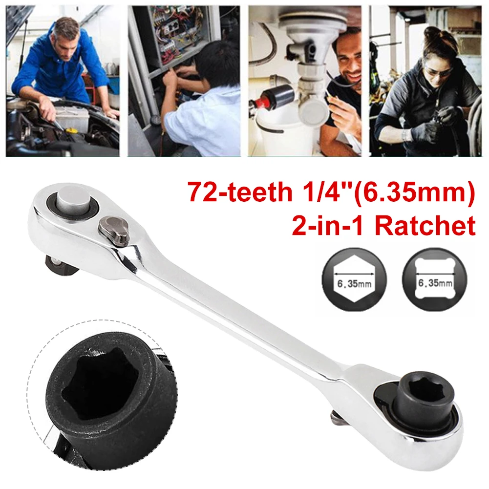 Mini 1/4 inch 72-tooth Double Ended Quick Socket Ratchet Wrench Square Head Screwdriver Bits Narrow Slot Ratchet Socket Wrench
Mini 1/4 inch 72-tooth Double Ended Quick Socket Ratchet Wrench Square Head Screwdriver Bits Narrow Slot Ratchet Socket Wrench