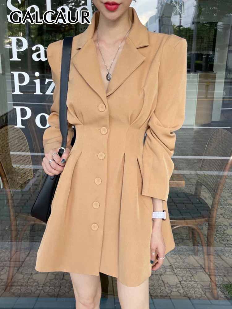 GALCAUR Korean Dresses For Women Lapel Long Sleeve High Waist Folds Tunic Slim Blazer Dress Female Summer Fashion Clothing New
GALCAUR Korean Dresses For Women Lapel Long Sleeve High Waist Folds Tunic Slim Blazer Dress Female Summer Fashion Clothing New