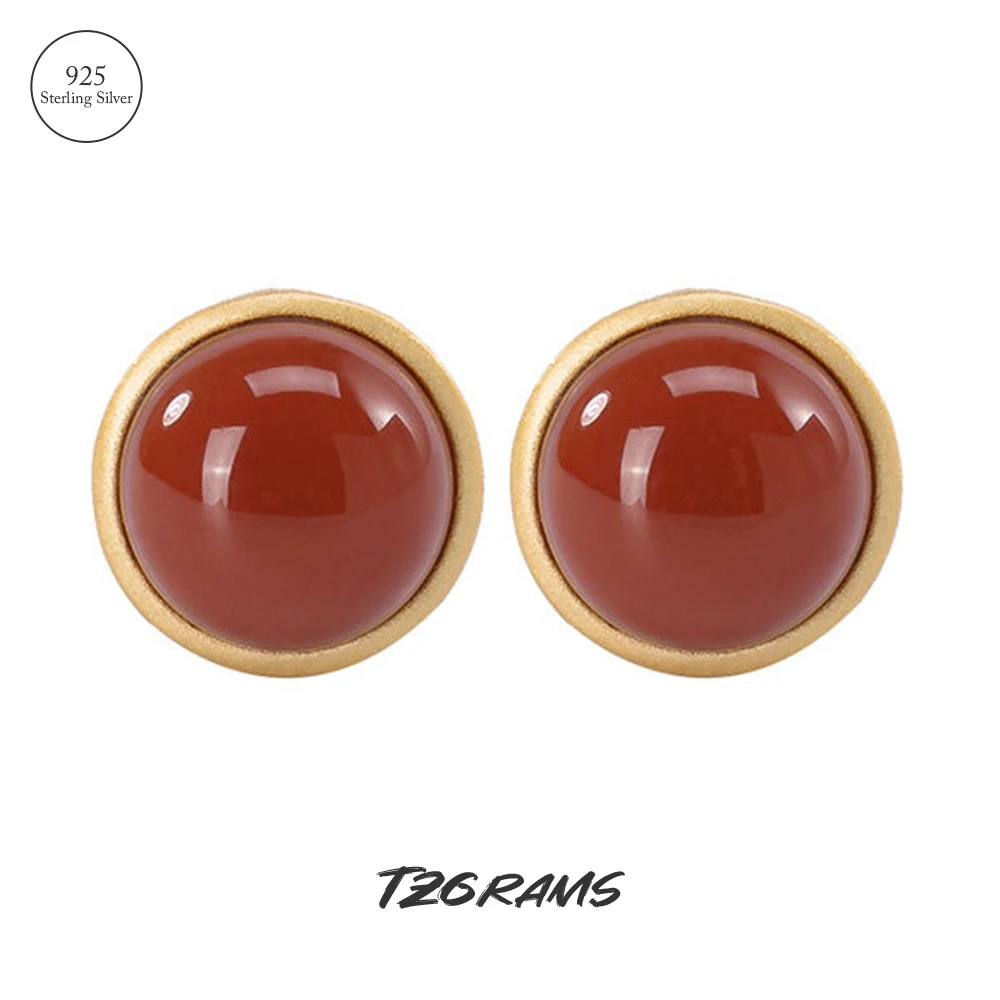 Real Pure 925 Sterling Silver Earrings With Natural Agate Women Round Stud Earrings Certified Retro High Quality Jewelry
Real Pure 925 Sterling Silver Earrings With Natural Agate Women Round Stud Earrings Certified Retro High Quality Jewelry
