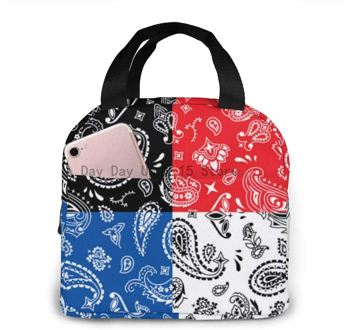 Bandana Pattern Portable Insulated Lunch Bag Lunch Handbag Food Zipper Storage Lunch Box Keep Warm
Bandana Pattern Portable Insulated Lunch Bag Lunch Handbag Food Zipper Storage Lunch Box Keep Warm