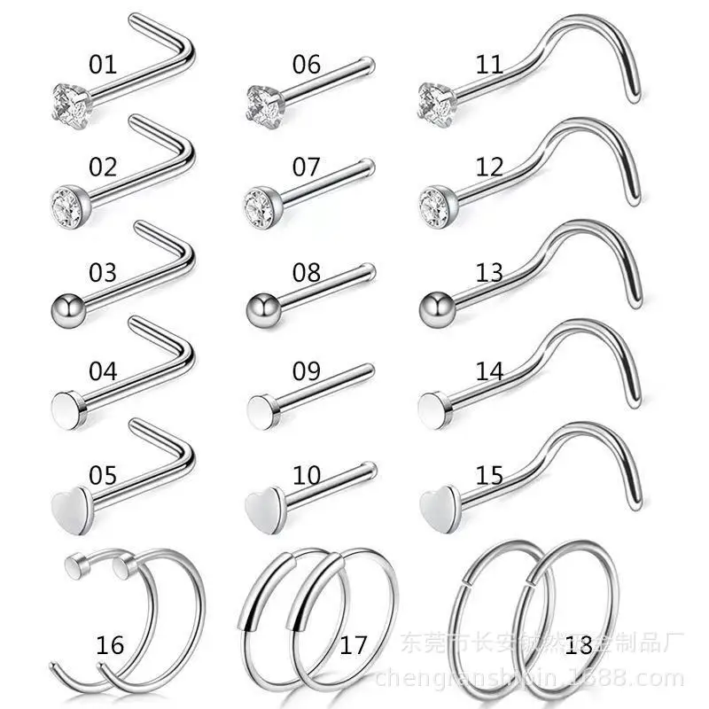 5/9/21Pcs 20G Nose Studs Surgical Steel Nostril Studs Screws Nose Ring Hoop Body Piercing Silver Color Heart Nose Stud
5/9/21Pcs 20G Nose Studs Surgical Steel Nostril Studs Screws Nose Ring Hoop Body Piercing Silver Color Heart Nose Stud