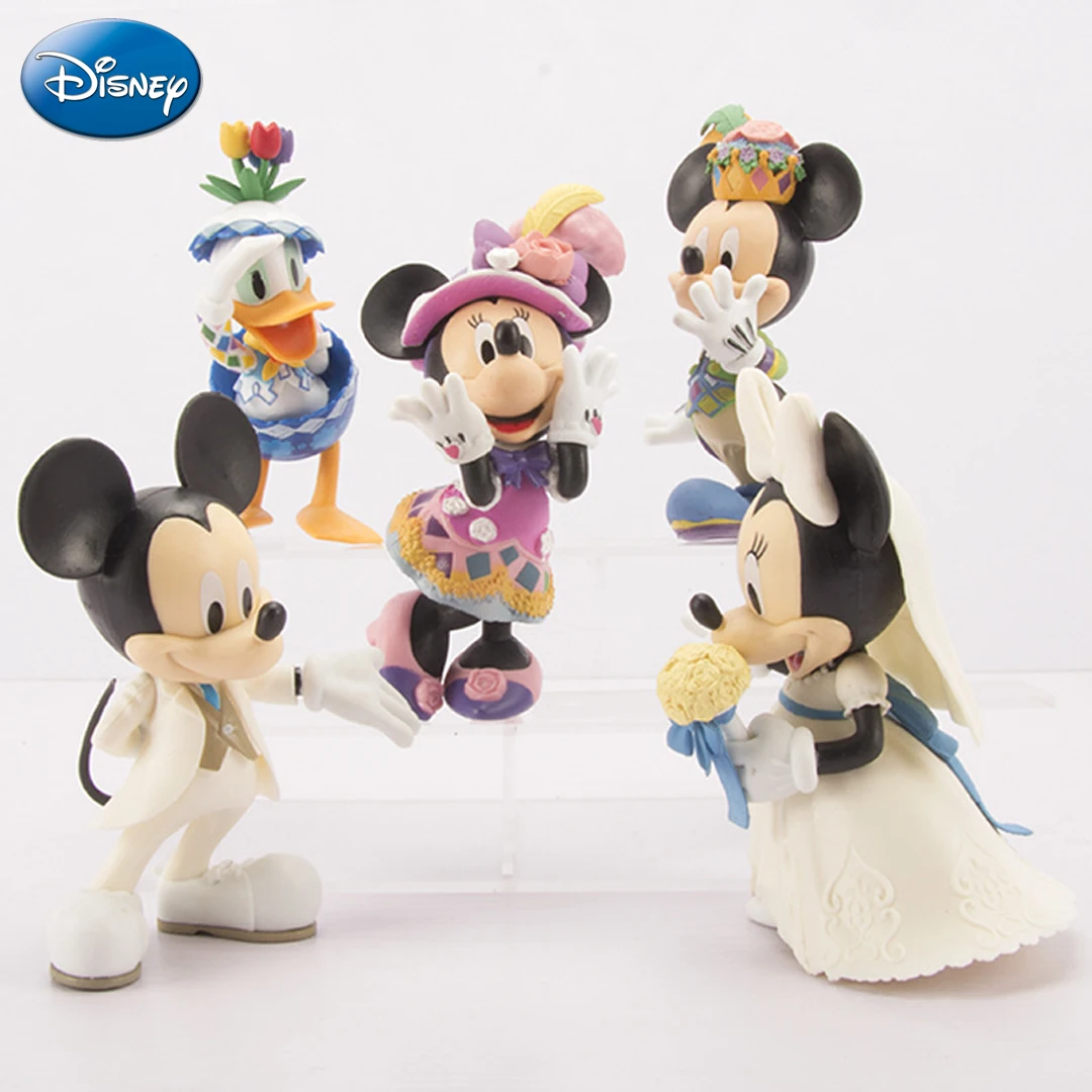 

5 styles Disney Mickey Mouse handmade white wedding dress Minnie Mouse handmade model Donald Duck cake wedding decoration doll