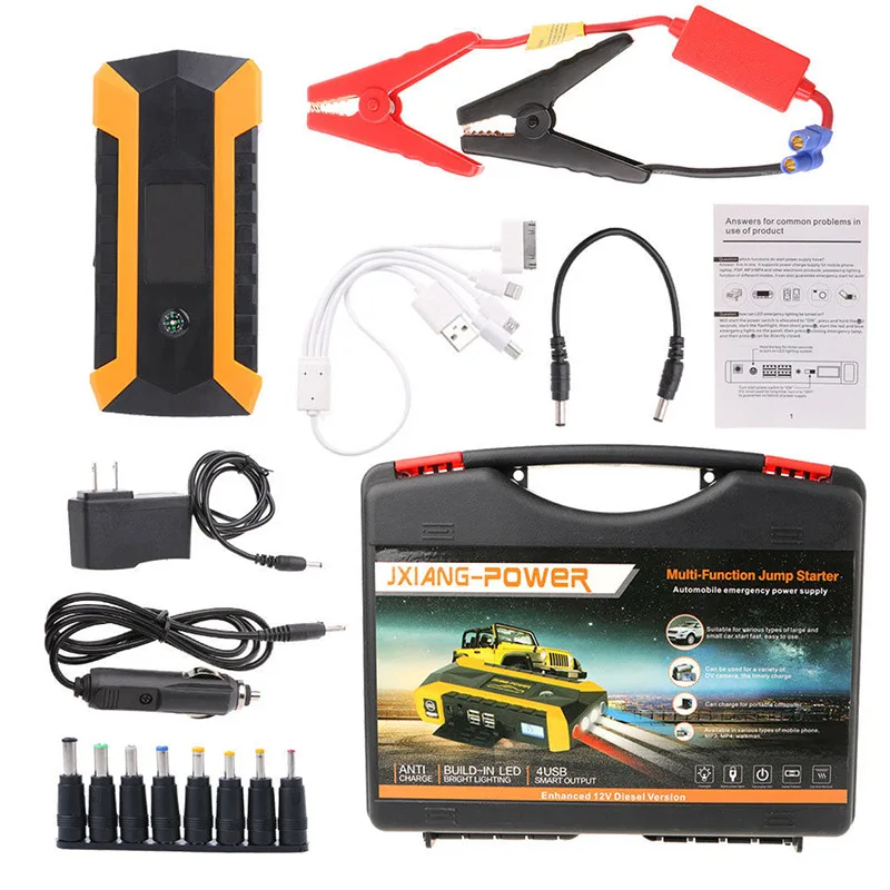 89800mAh Car Jump Starter 12V 4USB 600ACar Battery Booster Charger Booster Power Bank Starting Device Portable Car Starter
89800mAh Car Jump Starter 12V 4USB 600ACar Battery Booster Charger Booster Power Bank Starting Device Portable Car Starter