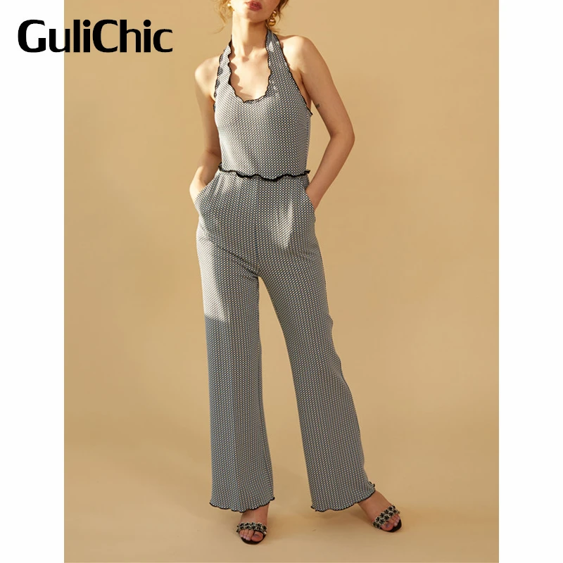 6.6 GuliChic Women Holiday Temperament Halter Neck Backless Sleeveless High Waist Plaid Wide Leg Jumpsuit
6.6 GuliChic Women Holiday Temperament Halter Neck Backless Sleeveless High Waist Plaid Wide Leg Jumpsuit