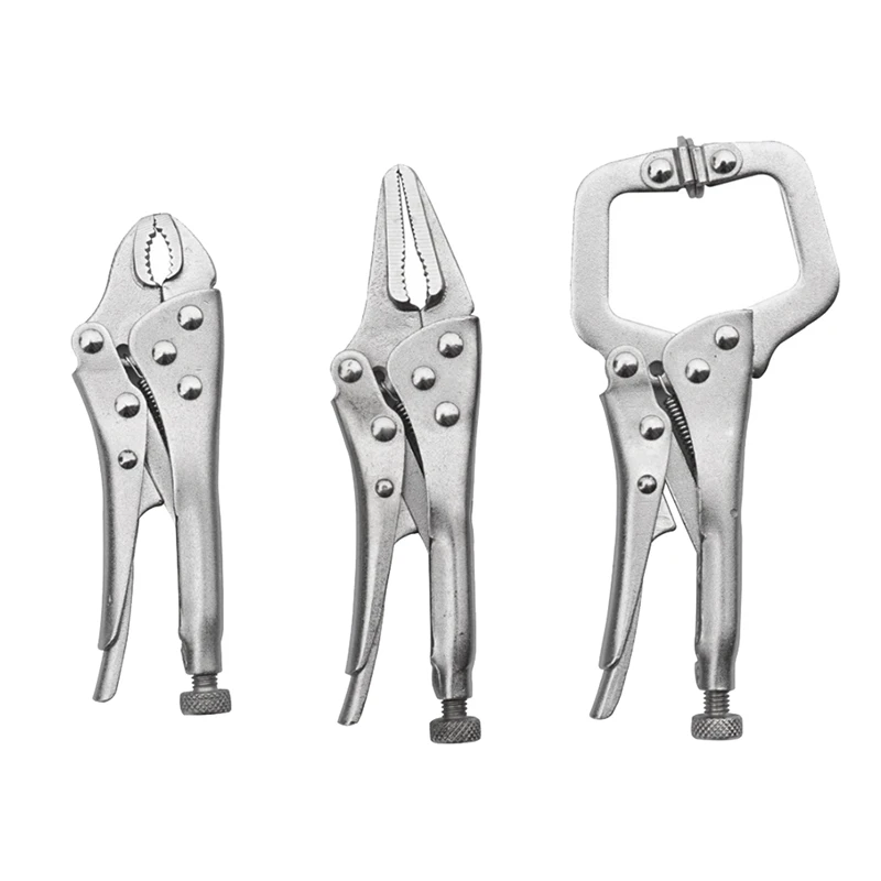 3Pcs Mini Locking Pliers Set 4In Curved Jaw And 5In Long Nose And 5 In Grip Tool Assorted Locking Welding Grip Tool
3Pcs Mini Locking Pliers Set 4In Curved Jaw And 5In Long Nose And 5 In Grip Tool Assorted Locking Welding Grip Tool
