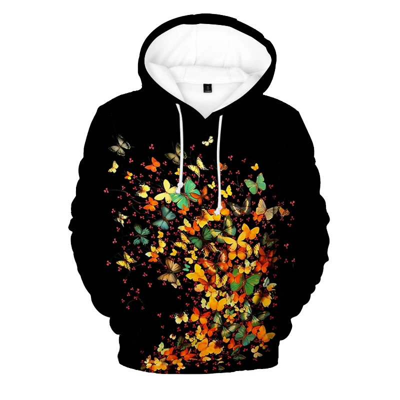 Spring and Autumn Black Casual Hoodie for Men and Women 3D Butterfly Print Long Sleeve Top Fashion Versatile Couple Sweater Coat
Spring and Autumn Black Casual Hoodie for Men and Women 3D Butterfly Print Long Sleeve Top Fashion Versatile Couple Sweater Coat