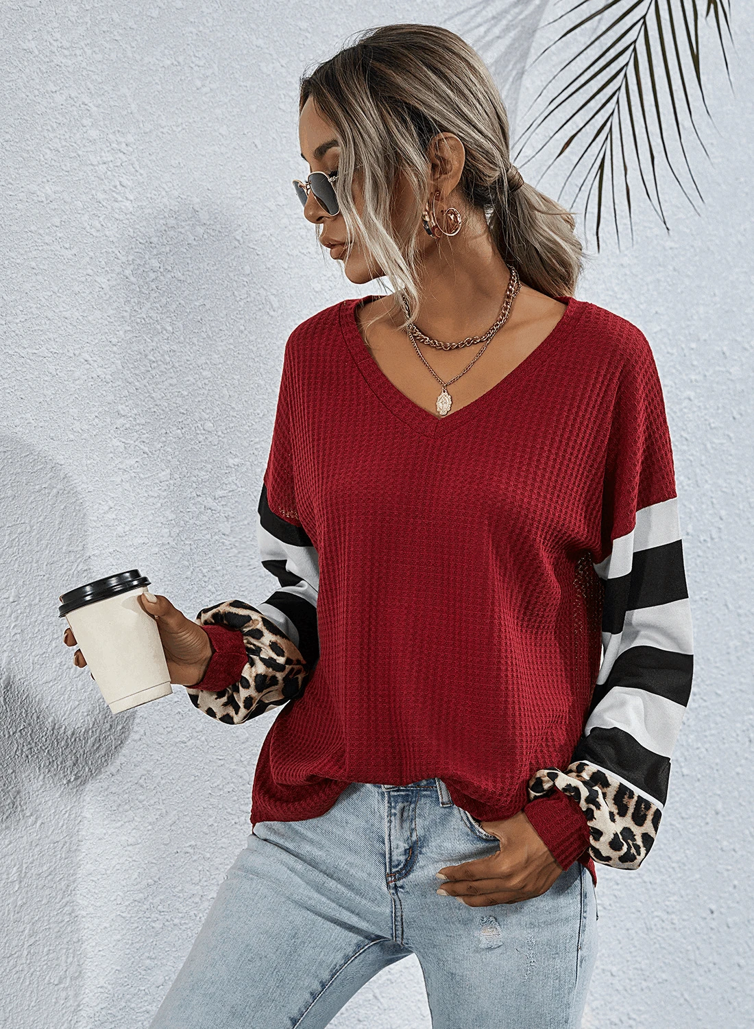 V Neck Sweatshirt Women Striped Leopard Stitching Hoodies 2022 Autumn Long Sleeve Top Female Loose Sweatshirts Casual Hoodie
V Neck Sweatshirt Women Striped Leopard Stitching Hoodies 2022 Autumn Long Sleeve Top Female Loose Sweatshirts Casual Hoodie