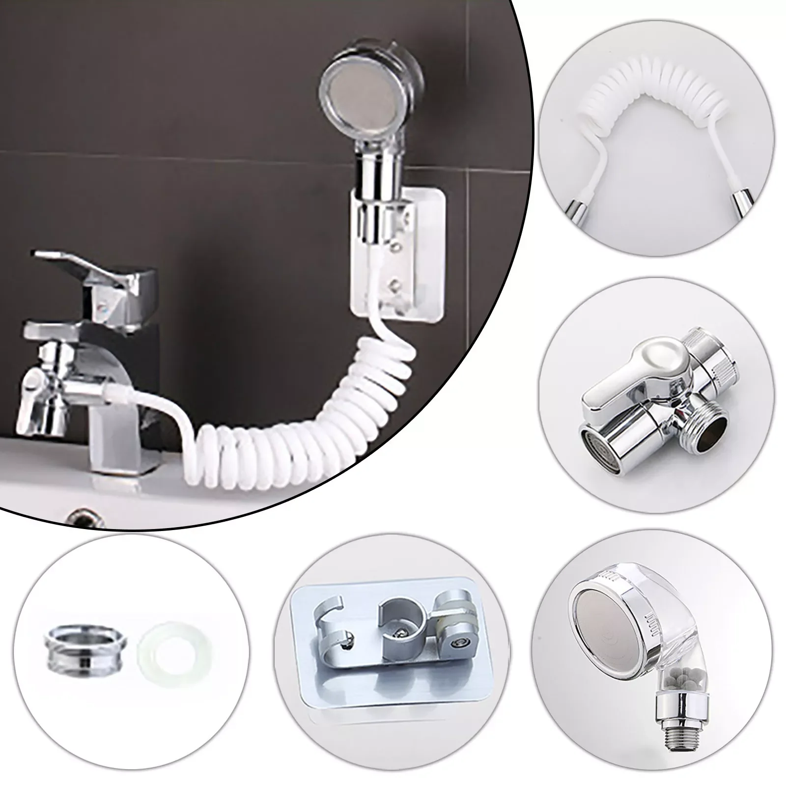 Silver Long flexible hose Bathroom Faucet External Shower Hand-held Telescopic Small Nozzle Set Shampoo Head Set
Silver Long flexible hose Bathroom Faucet External Shower Hand-held Telescopic Small Nozzle Set Shampoo Head Set