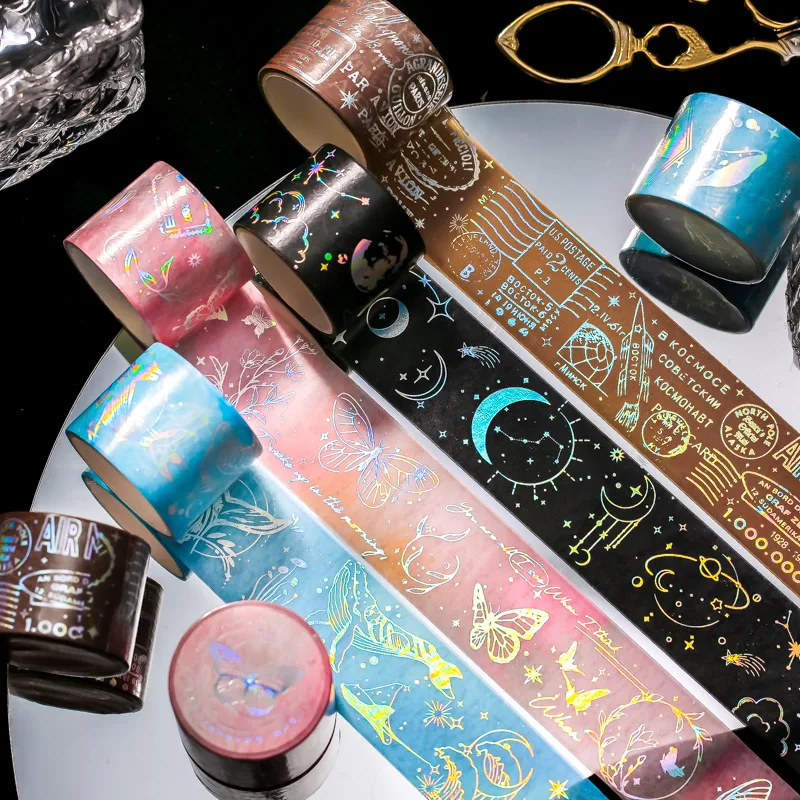 Galaxy Washi Tape Gold Foil Washi Masking Tape With Cosmic Fantasy Moon Star butterfly adhesive tape For Journaling DIY Crafts
Galaxy Washi Tape Gold Foil Washi Masking Tape With Cosmic Fantasy Moon Star butterfly adhesive tape For Journaling DIY Crafts