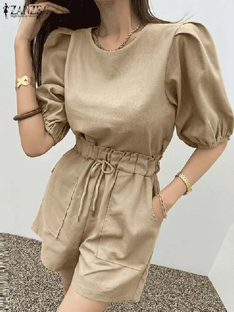 Women 2pcs Matching Sets ZANZEA Casual Puff Short Sleeve Tops Outfits Fashion Elastic Waist Shorts Sets Casual Summer 2023 Suits
Women 2pcs Matching Sets ZANZEA Casual Puff Short Sleeve Tops Outfits Fashion Elastic Waist Shorts Sets Casual Summer 2023 Suits