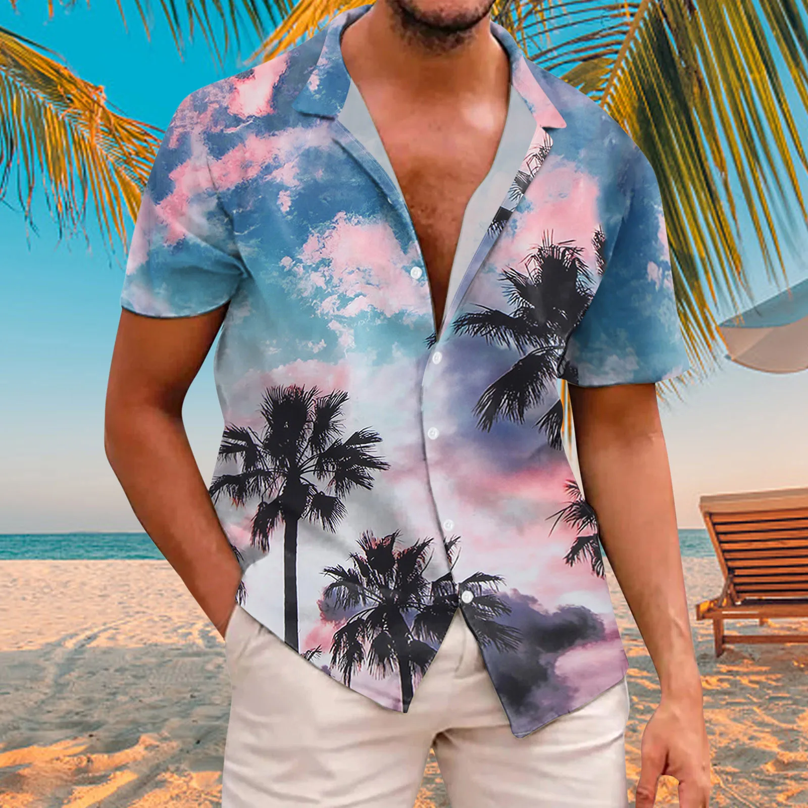 Palm Tree Printed Short Sleeve Shirt Men Summer Loose Baggy Casual Hawaii Holiday Beach Shirt Tops Button Blouse National Style 
Palm Tree Printed Short Sleeve Shirt Men Summer Loose Baggy Casual Hawaii Holiday Beach Shirt Tops Button Blouse National Style
