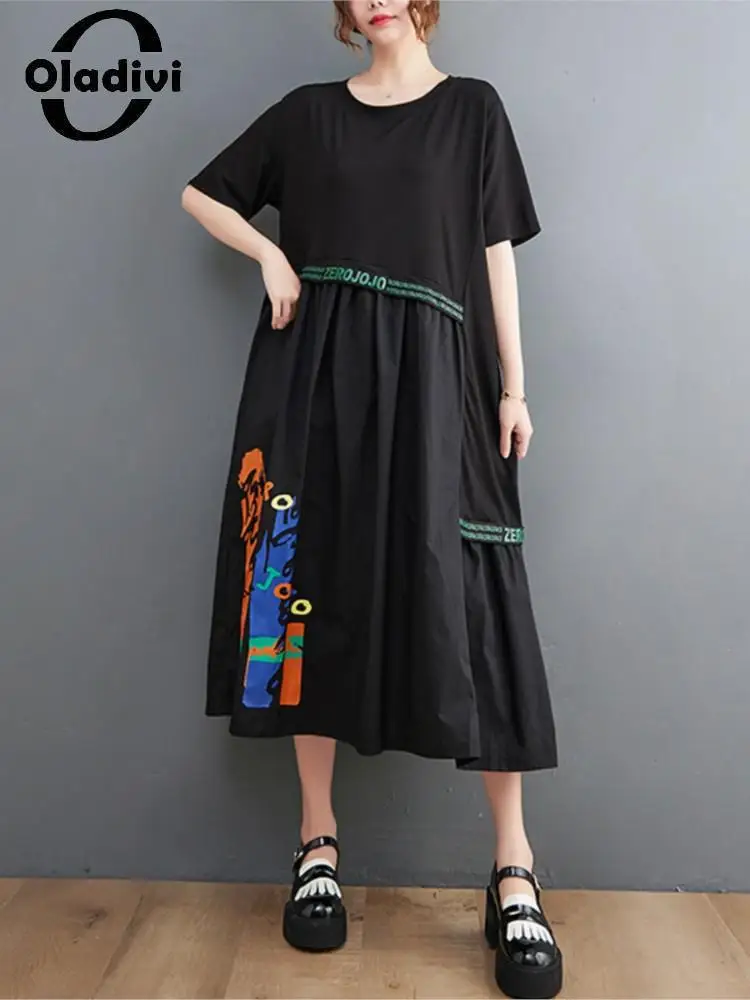 Oladivi Oversized Clothing Summer Women Black Dress Vintage Ladies Korean Style Casual Loose Large Size Dresses Vestidios 7510
Oladivi Oversized Clothing Summer Women Black Dress Vintage Ladies Korean Style Casual Loose Large Size Dresses Vestidios 7510