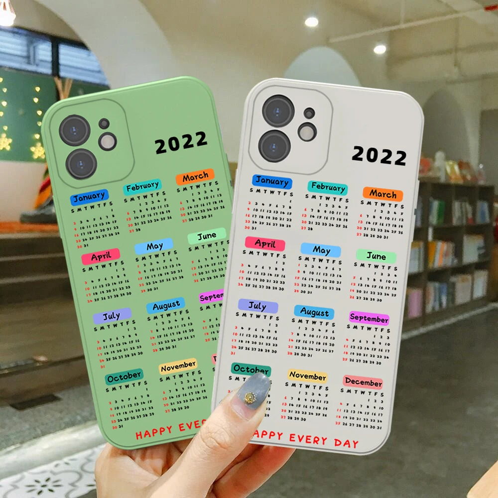 2022 Calendar Phone Case For iPhone 11 12 13 Pro Max mini X XR XS MAX color TPU Shockproof Back Cover For iPhone 7 8 Plus SE2020
2022 Calendar Phone Case For iPhone 11 12 13 Pro Max mini X XR XS MAX color TPU Shockproof Back Cover For iPhone 7 8 Plus SE2020