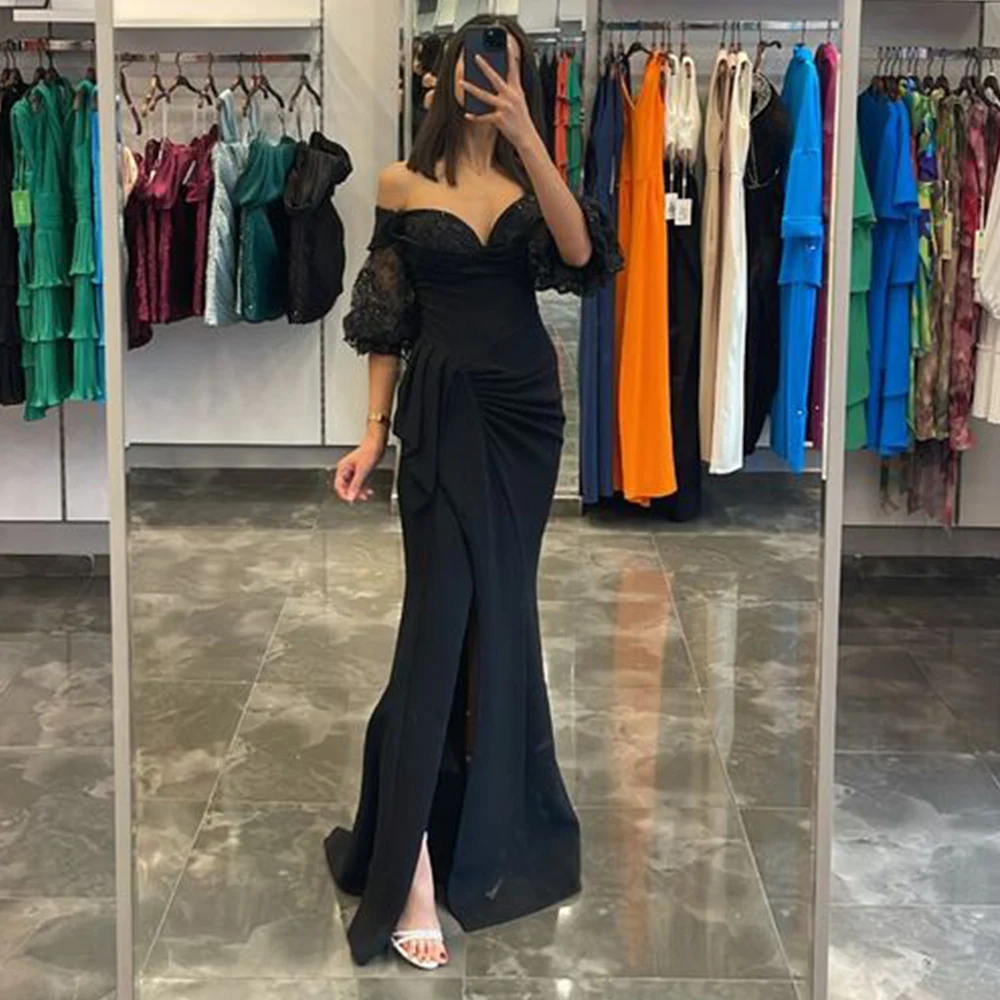 Black Satin Mermaid Evening Dresses Women 2023 Floor Length Off-The-Shoulder Sweetheart Party Dresses Custom Vestidos De Noche
Black Satin Mermaid Evening Dresses Women 2023 Floor Length Off-The-Shoulder Sweetheart Party Dresses Custom Vestidos De Noche