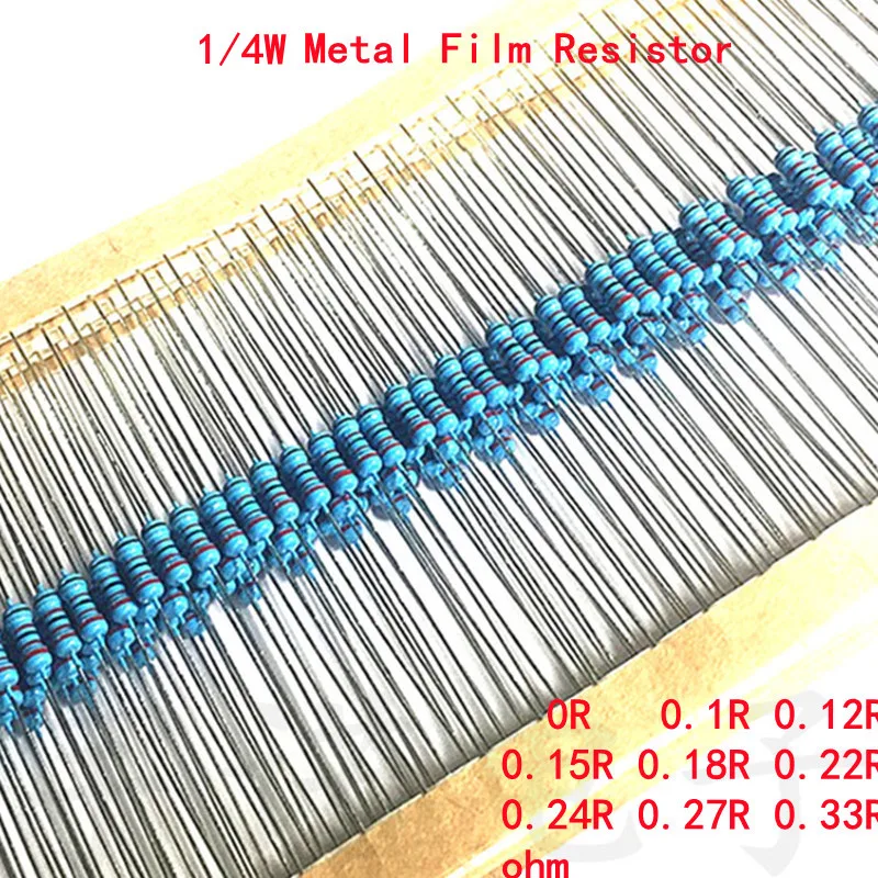 100piece 1/4W Metal Film Resistor 1% 0R 0.1R 0.12R 0.15R 0.18R 0.22R 0.24R 0.27R 0.33R Ohm Precision Good Quality 0.1 0.12 0.18
100piece 1/4W Metal Film Resistor 1% 0R 0.1R 0.12R 0.15R 0.18R 0.22R 0.24R 0.27R 0.33R Ohm Precision Good Quality 0.1 0.12 0.18
