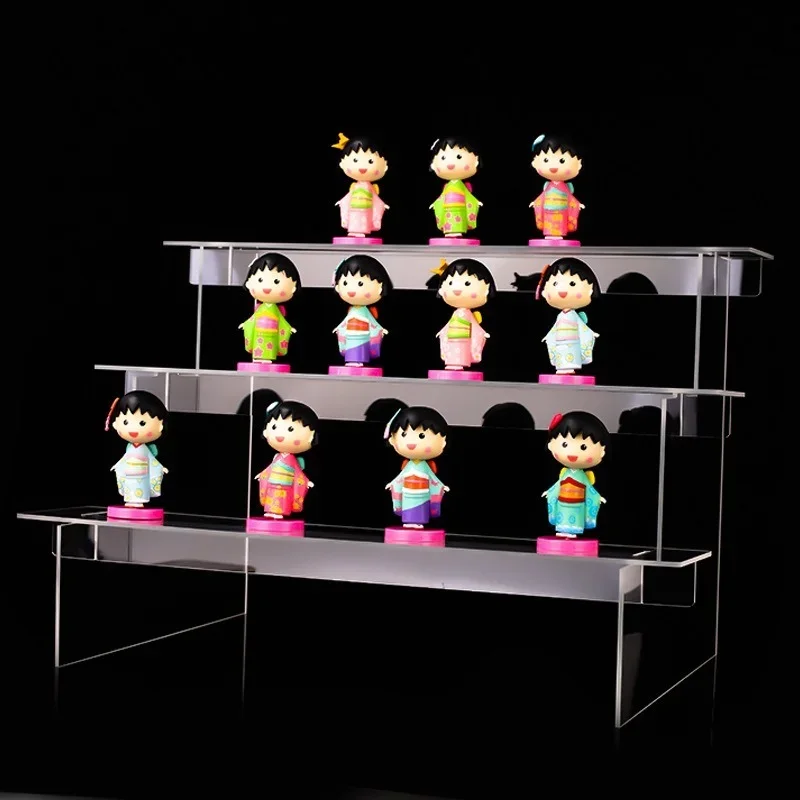 

Clear Acrylic Display Stand Detachable Cartoon Character Ladder Frame Holder Toy Car Model Purse Perfume Cosmetics Storage Rack