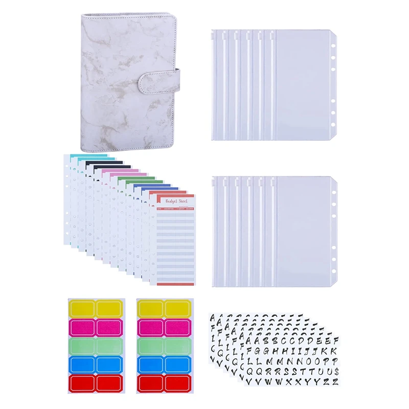 A6 PU Binder Cover With A6 Binder Pockets Expense Budget Sheets Sticker Labels For Money Saving Cash Envelopes
A6 PU Binder Cover With A6 Binder Pockets Expense Budget Sheets Sticker Labels For Money Saving Cash Envelopes