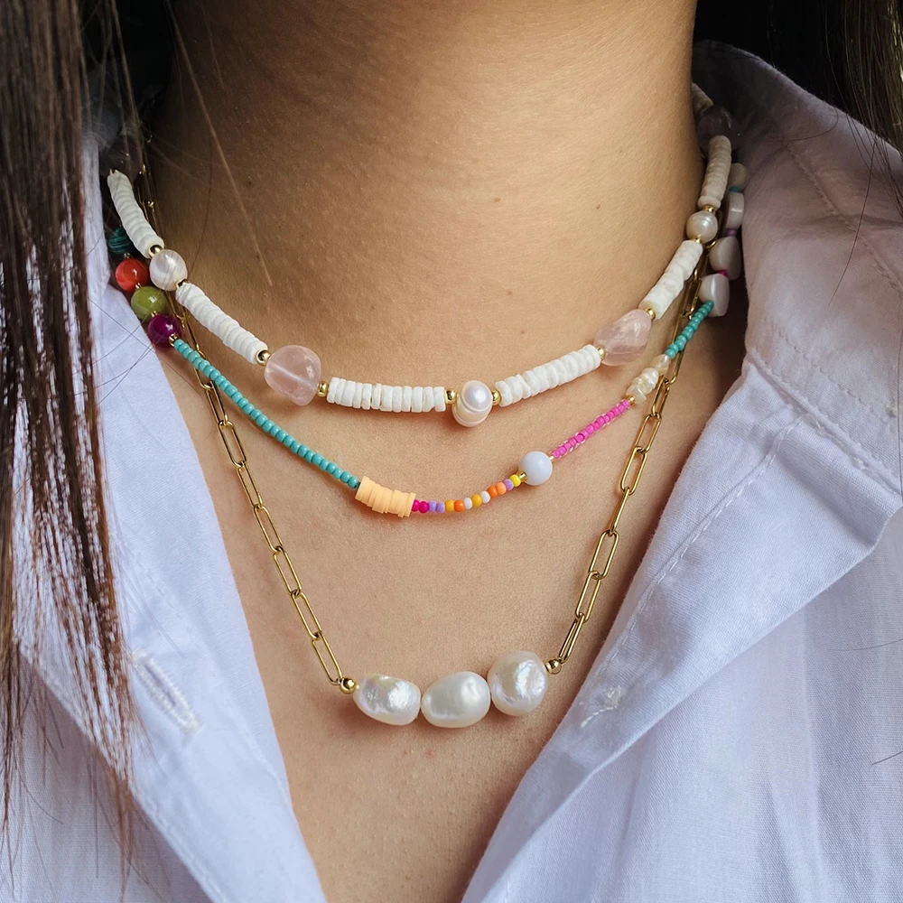 Freshwater Pearls Necklace Gold Color Stainless Steel O-shaped Paper Clip Chains Collares for Women Punk Pendant Hip Hop Choker
Freshwater Pearls Necklace Gold Color Stainless Steel O-shaped Paper Clip Chains Collares for Women Punk Pendant Hip Hop Choker