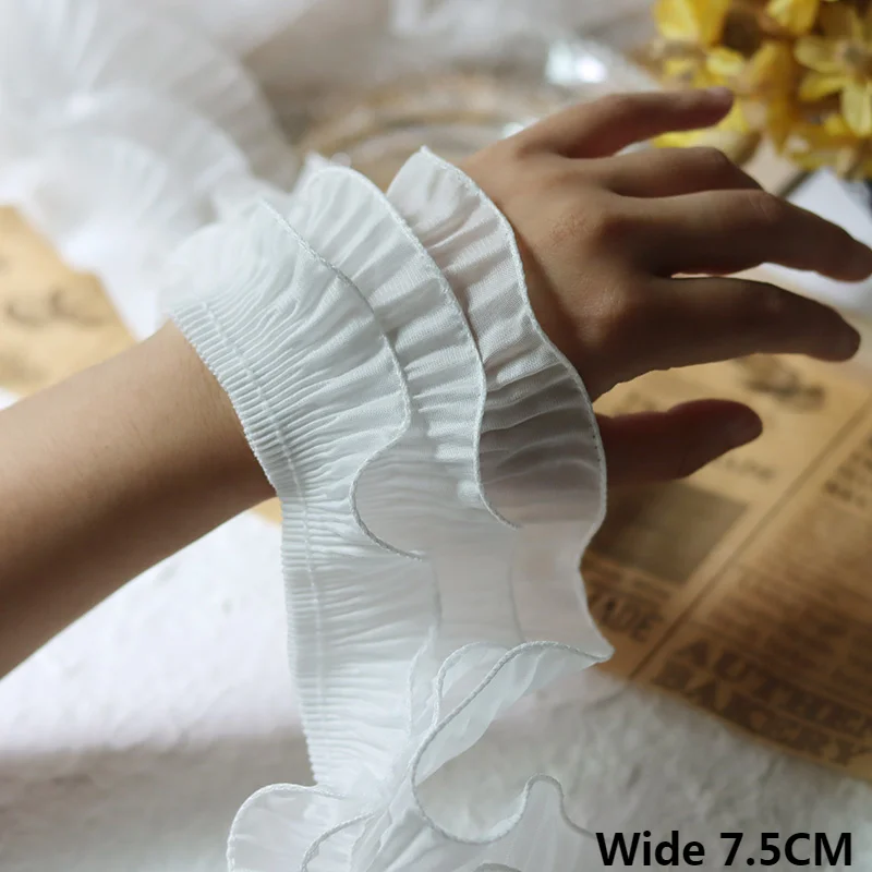 7.5CM Wide Three Layers Pleated Chiffon Lace Fabric Fringe Ribbon Wedding Dress Collar Hemlines Ruffle Trim DIY Sewing Supplies
7.5CM Wide Three Layers Pleated Chiffon Lace Fabric Fringe Ribbon Wedding Dress Collar Hemlines Ruffle Trim DIY Sewing Supplies
