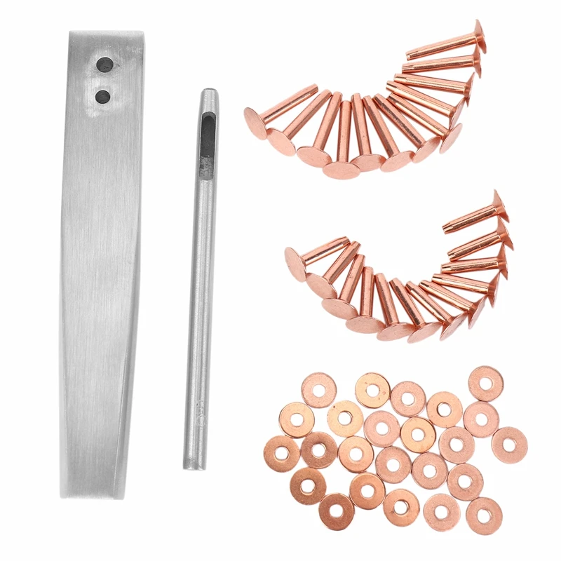 Red Copper Rivet And Burr With Burr Setter Copper Rivet Fastener Install Setting Tool And Hole Punch Cutter
Red Copper Rivet And Burr With Burr Setter Copper Rivet Fastener Install Setting Tool And Hole Punch Cutter