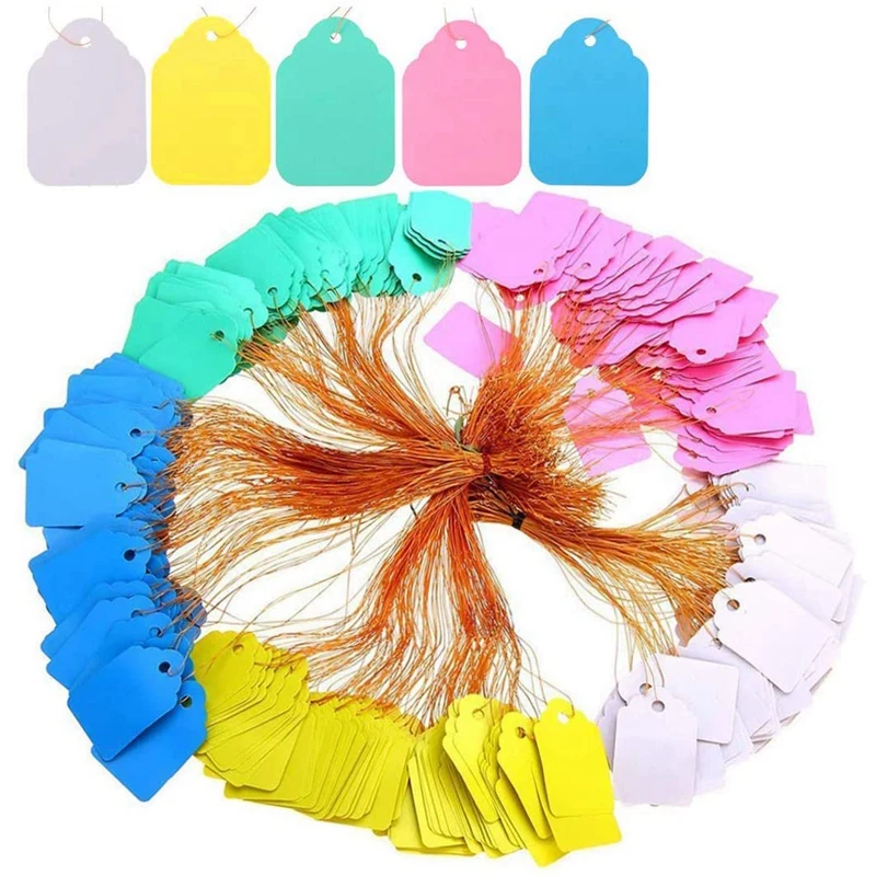 

HOT-500Pcs Waterproof Tags With String, Plastic Reusable Plant Labels Hanging Marking Tags For Gardening Jewelry Clothing
