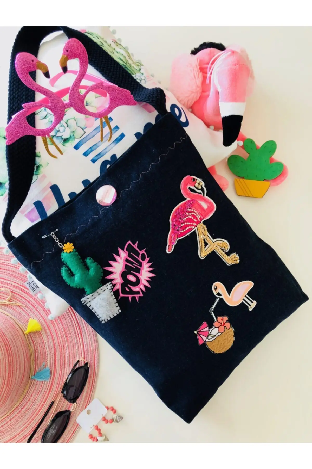 Women Beach Bag Flamingo Jeans Shoulder Strap Tote Bag Fashion Summer Large Capacity pattern Shoulder Shopping Bags
Women Beach Bag Flamingo Jeans Shoulder Strap Tote Bag Fashion Summer Large Capacity pattern Shoulder Shopping Bags