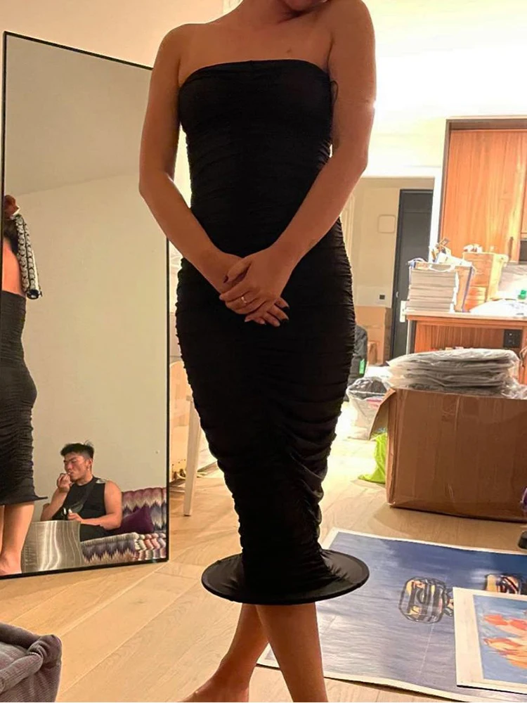 WeiYao Tube Mermaid Circle Hem Dresses Women Sexy Party Folds Sleeveless Black Elegant Bodycon Clubwear Christmas Midi Dress
WeiYao Tube Mermaid Circle Hem Dresses Women Sexy Party Folds Sleeveless Black Elegant Bodycon Clubwear Christmas Midi Dress