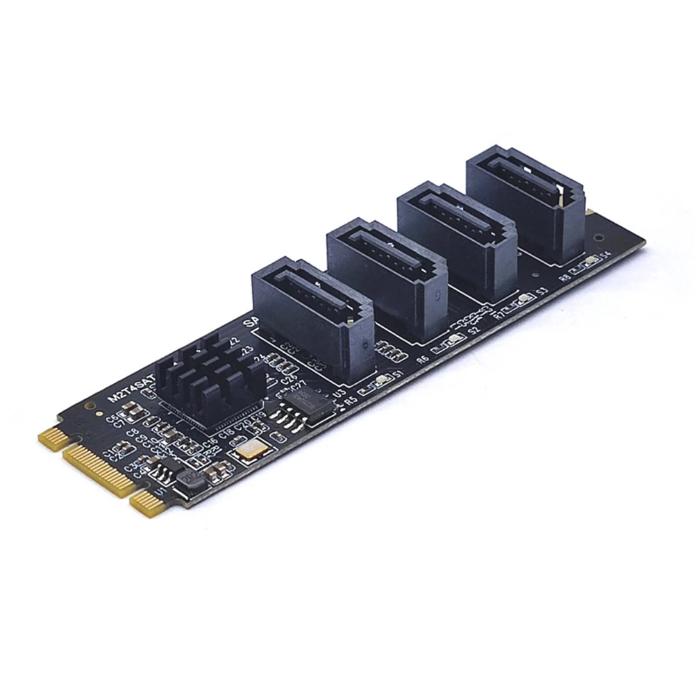 

M.2 NVME To 4 Port SATA3.0 Adapter Card PCI-E To SATA3.0 Expansion To Hard Disk Riser Card Drive-Free JMB582