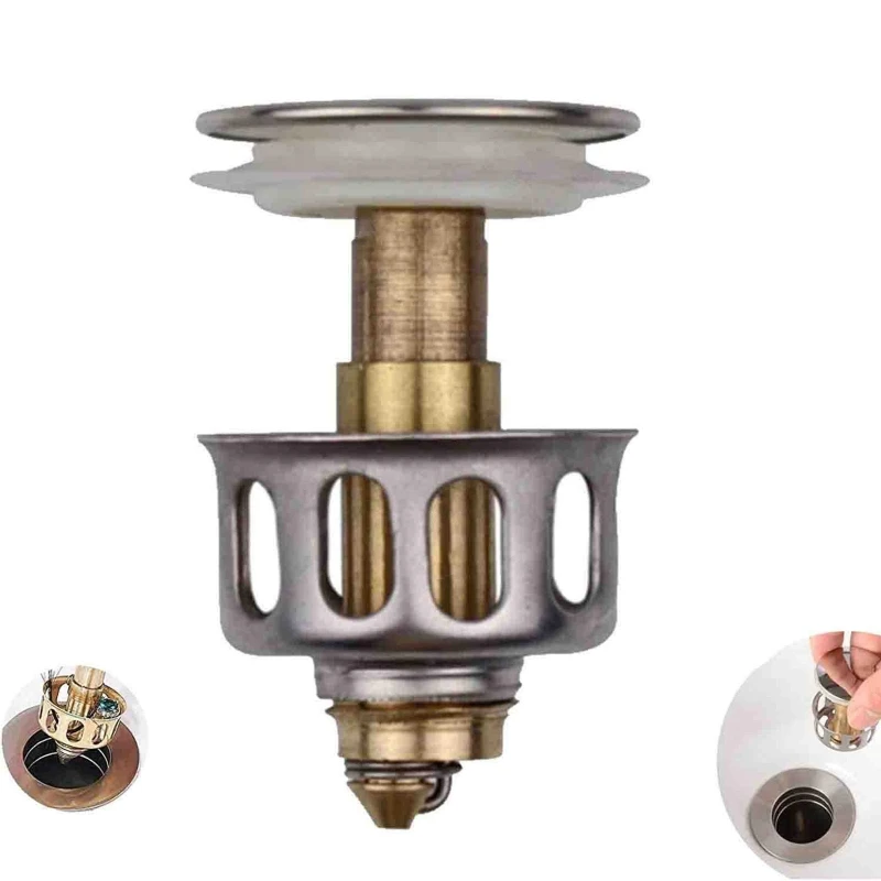 Wash Basin Bounce Drain Filter Universal Stainless Steel Push-type Bounce Core Leaking Plug Accessories Kitchen Floor Drain Tool
Wash Basin Bounce Drain Filter Universal Stainless Steel Push-type Bounce Core Leaking Plug Accessories Kitchen Floor Drain Tool
