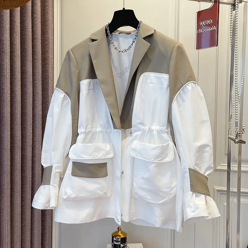 Loose Casual Contrast Suit Jacket New 2022 Spring Patch Notched Long Sleeve Big Pocket Shirt Women Mujer Chaqueta Coat
Loose Casual Contrast Suit Jacket New 2022 Spring Patch Notched Long Sleeve Big Pocket Shirt Women Mujer Chaqueta Coat